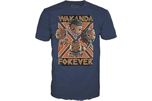 Funko Boxed Tees: Black Pander - Wakanda Forever - Group - (L) - Black Panther - Wakanda Forever - T-Shirt - Clothes - Gift Idea - Short Sleeve Top for Adults Unisex Men and Women - Movies Fans