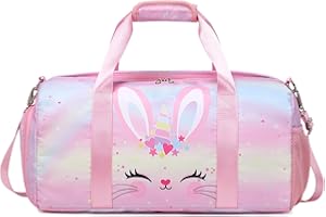Kimwadalh Borse Sportive per Bambini Ragazze Borsa Sport Bambina Borsone da Viaggio Ragazza con Tracolla,Unicorno Borse per Danza, Balletto, Ginnastica