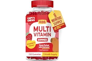 CAPYCHEWS Kids Multivitamin Gummies – 5 Month Supply - 150 Gummies - Packed with Essential Vitamins & Nutrients - Chewable Multivitamins for Children - with Vitamin C, D3, A, E, B6 & B12 - Strawberry Flavour