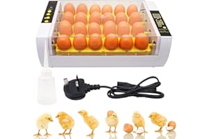 MUYIRTED Eggs Incubator Automatic Hatching, 24 Incubator for Chicken Eggs, Poultry Hatcher for Duck Quail Pigeon Bird, Digital Temperature Control + Led Lighting (uk Plug)