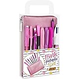 BIC Pink & Purple, Set Con Astuccio, 2 Penne A Sfera, 1 Penna Gel Cancellabile, 1 Pennarello Punta Fine, 2 Matite Grafite, 3 