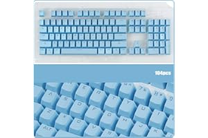 Kanyka 104 Pudding Keycaps，Tapas de Teclas del Teclado，ABS Teclas de retroiluminación keypads， translúcidos para Teclado de Juegos mecánicos.（Azul）