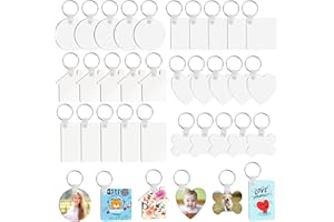 WOOWAIR 30 Piezas Llaveros de Sublimación, Llaveros de Transferencia de Calor en Blanco por Sublimación, Juego de Llaveros de Sublimación Transferencia de Calor MDF en Blanco para Manualidades DIY