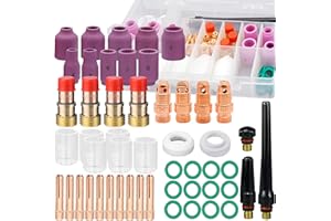 QAQGEAR 51Pcs Torcia per Saldatura per TIG Lente per Gas tozza #10 Kit Tazza in Vetro, ugello in allumina da 10 Pezzi per WP-17/18/26