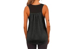 Wayleb Gym Tops for Women UK Running Sports Sleeveless Yoga Top Mesh Back Workout Tank Tops Summer Loose Fit Sportswear