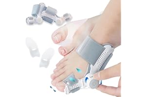 Aoisyesbig Hallux Valgus Korrektur Set Einstellbare Schiene & Zehentrenner aus Silikon für Damen und Herren Verbessertes bequem plus ballenzeh korrektur, Verbessern Sie den Zehenvalgus, Grau