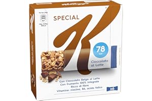 Kellogg's Special K Barretta | Gusto Cioccolato al Latte | Croccanti Fiocchi Multicereali con Deliziosi Riccioli di Cioccolato | Frumento 100% Integrale | 6 barrette da 20g (Confezione da 120g)