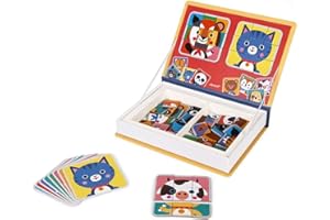 Janod - Magnéti'Book Mix & Match - Magnetic Educational Game, Animal Theme - 8 Animals to Put Together - 72 Magnets, Many Combinations & Possible Creations - from 3 Years Old, J02587