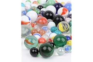 ALONK 120 Stück Murmeln Glas, 50x 14mm+50x 16mm+10x 25mm Glasmurmeln Bunt, Marbles für Murmelspiel Murmelbahn Kugelbahnen Vasen Pflanzendeko