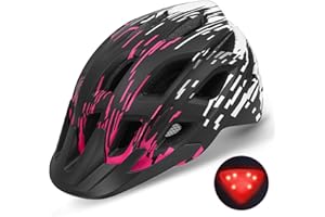 TADPOLE Bike Helmet, Lightweight Bicycle Helmet with Tail Light & Detachable Visor, 21 Vents Cycling Helmet for Adults, Mountain & Road Cycle Helmet for Men Women Adjustable Size 57-61cm