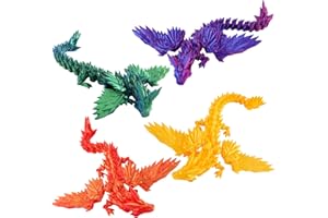 TAIHOBO 4 sztuki ruchomych figurek smoka 3D, kolorowe kryształowe smoki, realistyczny smok z nadrukiem 3D, smok niespodzianka dla dzieci i dorosłych, zabawka, prezent, dekoracja