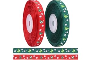 BYZANDQI 22m Schleifenband 10mm Satinband, Geschenkband Weihnachten Rot Grün Dekoband Weihnachtsband Stoffband, 2er-Rolle