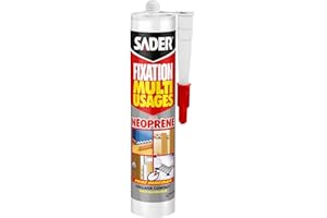 Sader Mastic Colle de Fixation Multi-Usages – Tous Matériaux – Intérieur et Extérieur Sous Abri – Prise Immédiate – Colle Néoprène Ultra-Puissante – Couleur : Beige – Cartouche de 310 ml