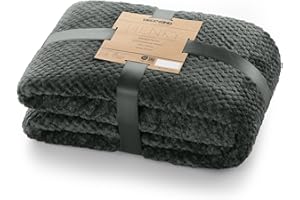 ‎DECOKING DecoKing 97328 Pikowany koc z mikrofibry 150x200 cm grafitowy lekki przyjemny przytulny styl skandynawski szary antracyt Henry