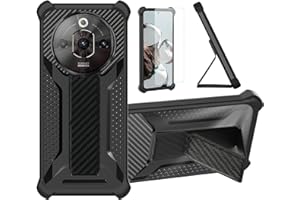 Aroepurt Hülle Für Nubia Focus Pro 5G Hülle Case Handyhülle Schutzhülle Cover [mit gehärtetem Glas-Screen-Protector] Hybrid [Folding Support Magnetic] [Frosted Anti-Fingerprint] Schwarz