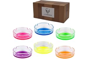 GERMANUS 6 x Ceniceros de Cristal para Cigarrillos, Multicolor