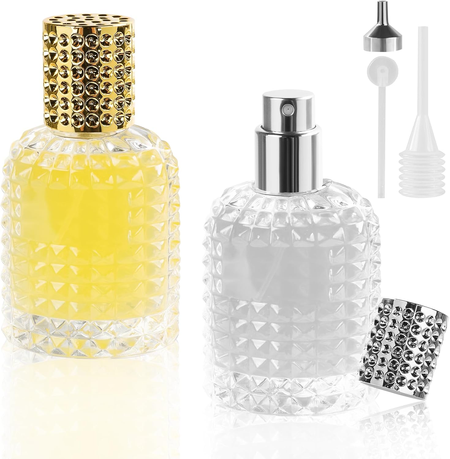 LOPHE Atomizador de Vidrio, 2 * 50ml Botella de Perfume Recargable de Cristal, Portátil Frasco Pequeño para Perfume, Pulverizador de Viaje Transparente