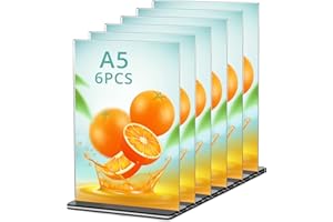 QWORK® 6PCS Présentoirs de Table en Acrylique - A5 - pour Affiches Menus Brochures Bureaux Boutiques Hôtels Restaurants Expositions Mariages