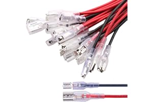 RUNCCI-YUN 20 pcs Cosse electriques,Connecteur de fil cosses à sertir femelles,cosse 4,8 mm 6,3 mm Fil Connecteur Spade Connecteur plat Spade pour Moto, Voiture, Camion