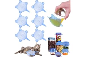 AKONE 6 Stück Dosendeckel Katzenfutter, Tierfutter Deckel für Dosen, Silikondeckel Dehnbar, Dosendeckel 400g/200g/85g für Meisten Katzendosen
