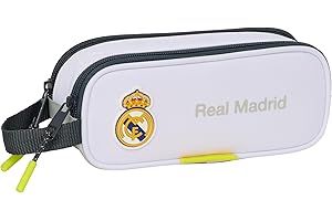 safta Real Madrid Equiicion 25/26 Doppelmäppchen für Kinder, ideal für Kinder im Schulalter, bequem und vielseitig, Qualität und Widerstandsfähigkeit, 21 x 6 x 8 cm, weiß, M, Casual