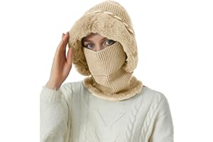 crazy bean Gorro Invierno Mujer de Calentador Cuello Pasamontañas de Punto Mascarilla Forro Polar Invierno para Esquí