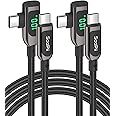 SOOPII 100W Right Angle USB C to USB C Cable with LED Display, 6.6FT Zinc Alloy Nylon Braided USB C PD Charger Cable,Fast Type C to Type C Charging Cord for lPhone 15,iPad Pro,MacBook Pro,Galaxy S23