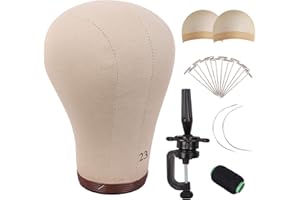 MapofBeauty 23 Inch Wig Head Cork Canvas Block Head for Making Wigs Mannequin Head With Stand Head Pins (Brown)