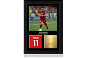 Win FC Mo Salah Signed A4 Framed Photo Display - Reproduced Digital Signature - Gift For Liverpool Fans