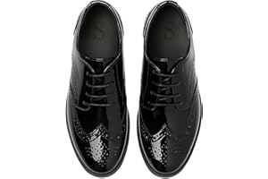 SIRRI Scarpe Eleganti da Ragazzo in Finta Pelle Verniciata Brogue con Lacci