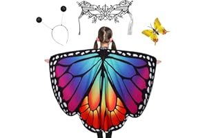 Tacobear Ailes Papillon Deguisement Enfants Halloween Ailes Masque Tête Boppers Anneau Papillon Cape Papillon Garçons Filles Halloween Costume Ailes Papillon Châle Party Deguisement Enfants