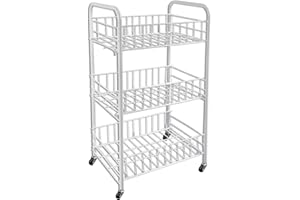 VETRINE IN RETE Vetrineinrete® Carrello in Metallo da Bagno portaoggetti con con Tre o Quattro Ripiani scaffale Organizer Porta Oggetti con Ruote carrellino con rotelle (3 Ripiani) 67857 F39