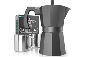 ‎COFFEE GATOR Coffee Gator Espressokocher Herdplatte 6 Tassen - 350 ML Aluminium Moka-Kanne für Kräftigen Kaffee Nach Italienischer Art, Geeignet für Gas und Keramikherde