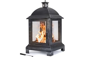LIVIVO Outdoor Chiminea Fireplace Patio Heater - Powder Coated Steel - Wood & Charcoal Burner - Perfect For Patio & Garden (Palacio)