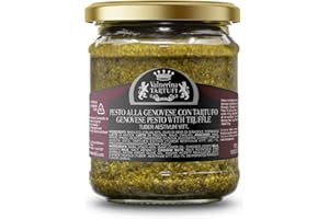 Valnerina Tartufi Pesto alla Genovese avec Truffe Noire d'Été | Sauce Prête Assaisonnement pour Pâtes | Spécialités Gastronomiques | Pot 180 gr.