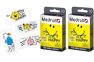 MEDRULL MR. HAPPY plastry dla dzieci Sensitive, kolorowe plastry do tatuażu dla dzieci, plastry na rany, bezbolesne usuwanie, zestaw (2 pudełka x 10)