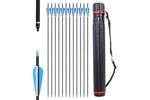 Fiita Archery 30Inch Carbon Arrow Set with Arrow Quiver for Compound & Recurve Bow, 12 Pcs Arrow and 1Pcs Quiver