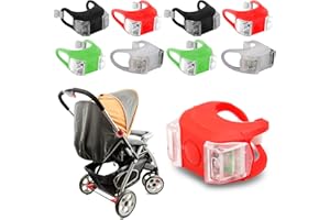 Sporgo 8 Stück LED Kinderwagen Licht: Wasserdichte Kinderwagenlicht LED Silikonleuchten Silikon Buggylicht, Mehrzweck LED Kinderwagen Licht für Alle Kinderwagen Beleuchtung (Rot + Schwarz+Weiß+Grün)