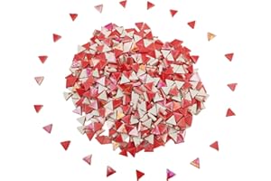 BTMIEY Piastrelle per mosaico in ceramica a triangolo equilaterale da 0,5 kg, 800 pezzi di piastrelle a mosaico iridescenti, per mosaico fai da te, decorazione per casa ed esterni (rosso arcobaleno)