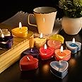 Shraddha Creation Paraffin Wax Scented Candles For Mix Fragrance, Heart Shape, Multi Colour, Pack Of 12, 3.5 X 1.5 Cm