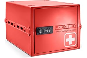 Lockabox One™ Medi Red | Zamykane pudełko na leki premium | 10-litrowe lekkie i higieniczne pudełko na leki | bezpieczne dla BPA