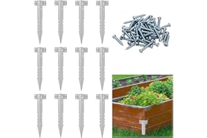 FANGCCC 12 Pack Railway Sleeper Brackets – Heavy Duty Galvanised Steel Sleeper Stakes with Serrated Design – Easy Install for Garden Sleepers, Raised Beds, Flower Borders & Landscaping