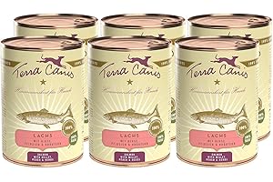 Terra Canis Saumon, Millet, pêche & Herbes - Nourriture Humide Classique, 6x400g I Aliment pour Chiens 1re qualité 100% aux Standards de l’Alimentation Humaine I Riche & sain I sans céréales & Gluten