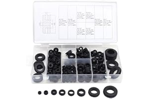 AUSSEL Kit d'assortiment d'anneau de joint d'inductance électrique pour bouchon en caoutchouc noir pour la protection des fils, des fiches et des câbles (180PCS)