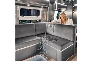 SYLC Caravan Seat Covers Waterproof Velvet, Motorhome Seat Cover with Elastic-band and Lacing, RV Sofa Cushion Cover for camper (Dark grey,W 70-90 cm, D 70-85 cm)