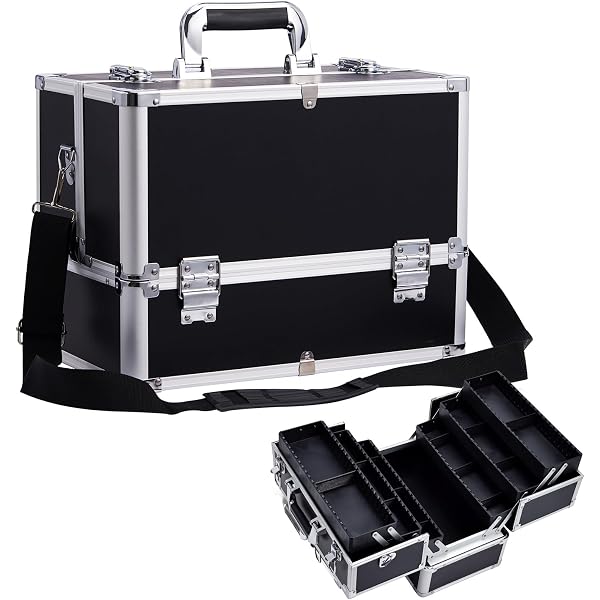 Marmor Kosmetikkoffer Mit Spiegel & Pinselhalter – Abschließbarer Make-up Organizer Alu Beauty Case