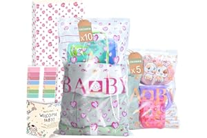 OKONKN 15 bustine corredino neonato ospedale (10 Grandi e 5 Piccole)-Sacchetti Cambio Neonato Ospedale Riutilizzabili per Asilo e Viaggi - Idea Regalo per Future Mamme (Amore/Ciliegia)