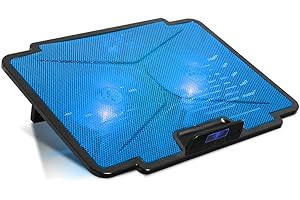 SPIRIT OF GAMER AIRBLADE 100 BLUE : Refroidisseur pour PC PORTABLE 12-16'' / 2 ventilateurs silencieux de 120 mm à leds bleus + variateur de vitesse / 5 positions d'inclinaison / Câble nylon tressé