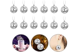 Taicols 12 Stück Discokugel Spiegelkugel, Disco Spiegel Ball, Silber Spiegelkugel zum Aufhängen, Discokugeln Deko für Weihnachtsbaum Dekoration, Party, Hochzeit, Home, Lichteffekt (2cm)