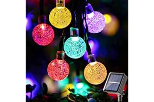PhilzOps Guirlande Lumineuse Extérieur Solaire, 13.8M 60 LED Cristal Boules Guirlande Solaire Intérieur 8 Modes Imperméable Décoration Lumière pour Maison Jardin Terrasse Cour Balcon Fête, Coloré